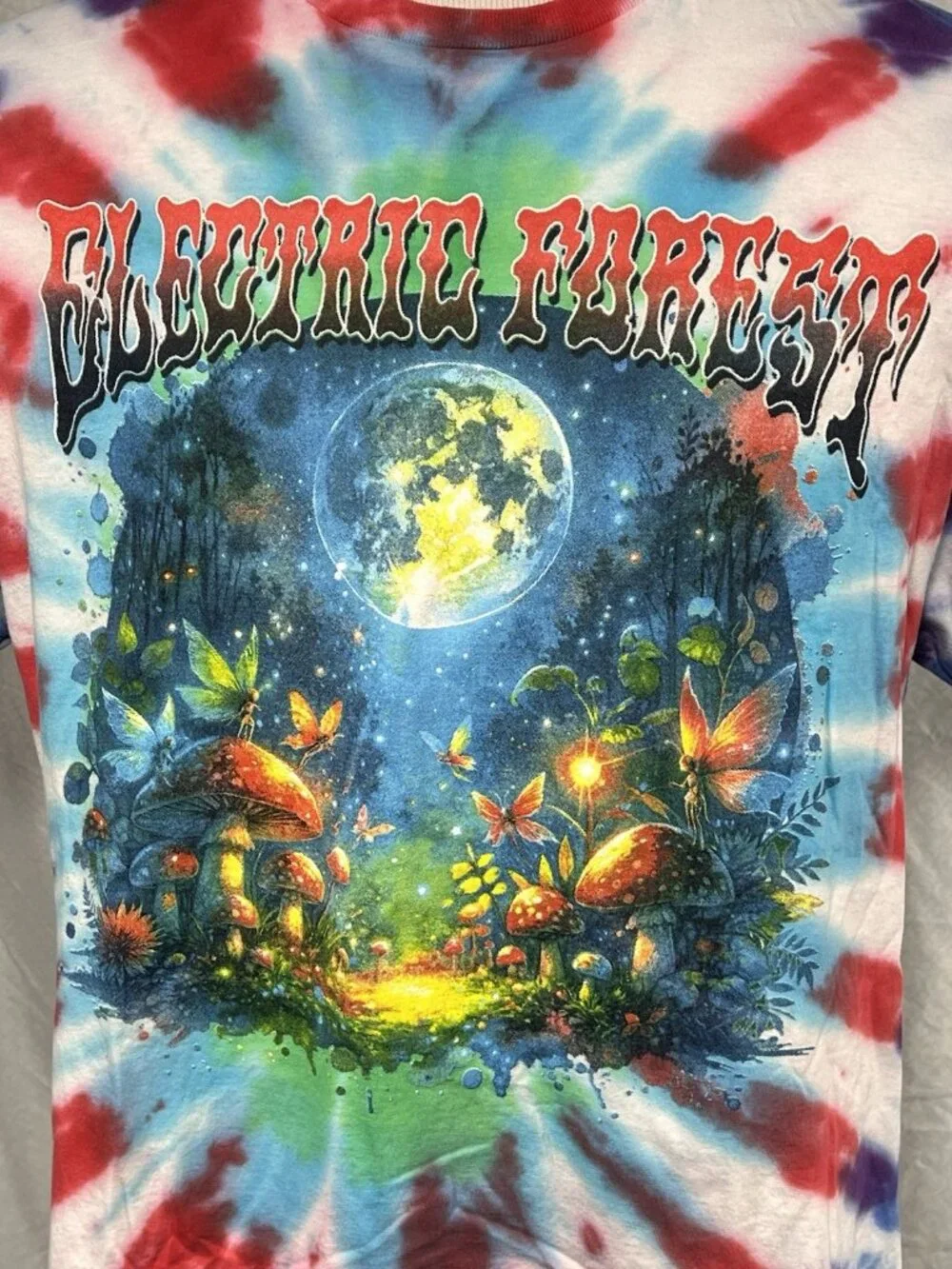 Electric Forest 2025 Tie Dye T Shirt XL Festival Lineup Rothbury MI Jerzees - Picture 2 of 9